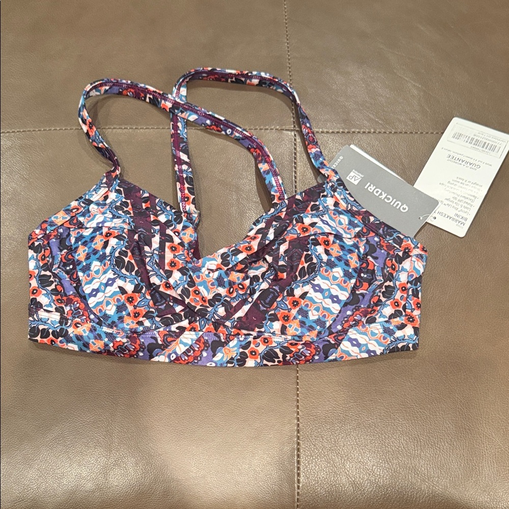 Athleta Purple and Red Patterned Bikini Top